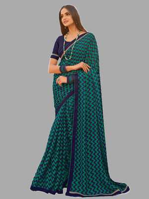 Maruti Creation Printed Daily Wear Georgette Saree(Blue)