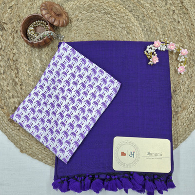 aangmi Self Design Handloom Khadi Saree(Purple)