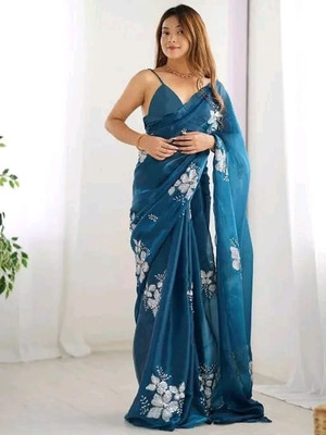 NAVLIK Embroidered Bollywood Jimmy choo Saree(Dark Blue)