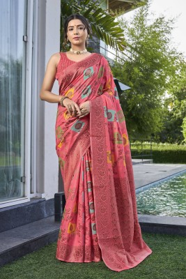 MANOHARI Woven Banarasi Jacquard Saree(Pink)