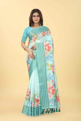 Divastri Digital Print Kanjivaram Art Silk Saree(Light Blue)