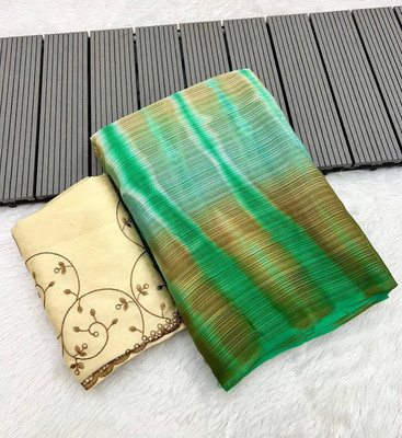 RAGISHA ENTERPRISE Printed Bollywood Chiffon Saree(Dark Green)