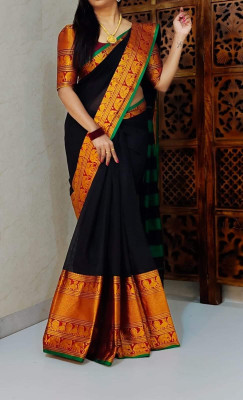 Banaras silk palace Embellished Banarasi Silk Blend Saree(Black)