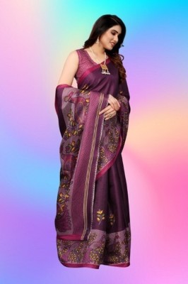 Gugaliya Digital Print Mysore Cotton Blend, Art Silk Saree(Multicolor)