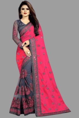 Aika Embroidered Bollywood Silk Blend Saree(Pink)