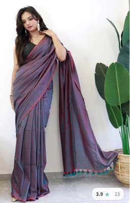 Maku Solid/Plain Handloom Pure Cotton Saree(Multicolor)