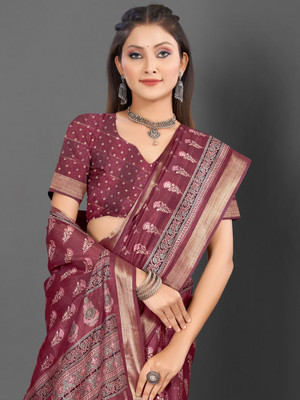 Sareemall Printed Bollywood Silk Blend Saree(Magenta)