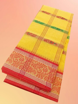 Priyongboda Woven Tant Cotton Blend Saree(Beige)