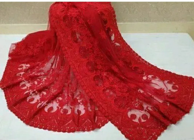 GALANI ENTERPRISE Embroidered Bollywood Net Saree(Red)