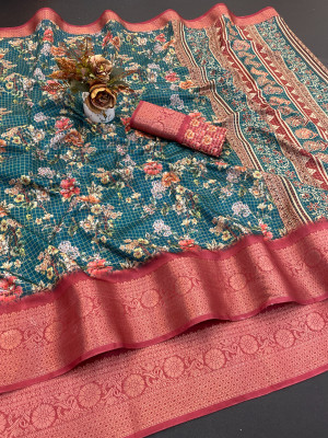 Aika Digital Print Daily Wear Art Silk Saree(Dark Green)