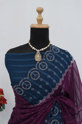 ZOYAL ENTERPRISE Embellished Bollywood Georgette Saree(Dark Blue)