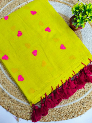 SP Boutique Self Design Handloom Cotton Silk Saree(Yellow)