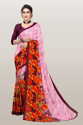 RUNAYA NX Printed Bollywood Georgette Saree(Pink)