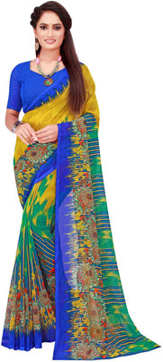 Suali Printed Daily Wear Georgette Saree(Yellow)