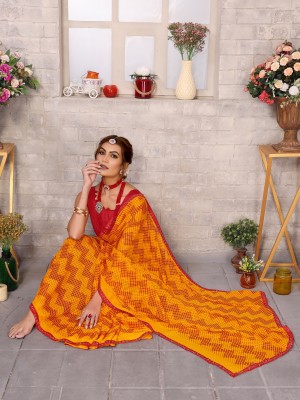 YASHIKA Printed Bollywood Georgette Saree(Yellow)