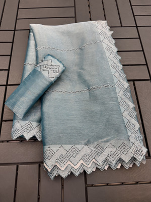 JENNYFEB Embellished Bollywood Jimmy choo Saree(Light Blue)