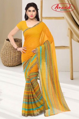 Anand Sarees Paisley, Striped, Printed Daily Wear Georgette Saree(Yellow)