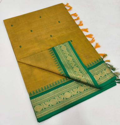 jagan tex Printed Daily Wear Handloom Pure Cotton Saree(Green)