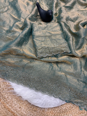 sadika Embellished Bollywood Chiffon, Pure Silk Saree(Light Blue)