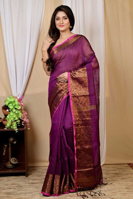 Mondal Saree Centre Printed Bollywood Cotton Silk Saree(Purple)