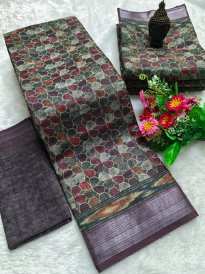 HouseOfCommon Woven Bollywood Pure Cotton, Cotton Linen Saree(Multicolor)