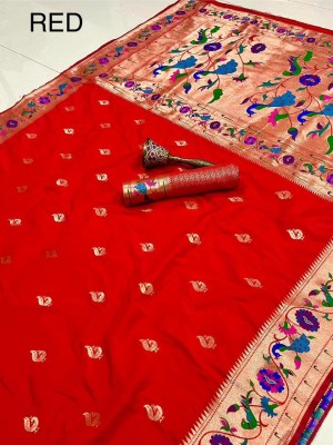 Tasrika Woven Kanjivaram Silk Blend Saree(Red)