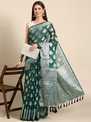ANOUK Woven Banarasi Organza Saree(Green)