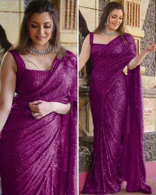 shyamlata Embroidered Bollywood Georgette Saree(Purple)