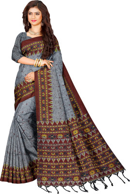 Dixon Printed, Self Design Sambalpuri Pure Cotton Saree(Grey)