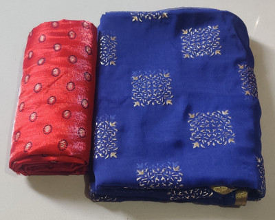 mamtasaree Printed Daily Wear Net, Chiffon Saree(Dark Blue)
