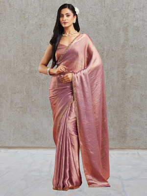 LOROFY Embellished, Self Design Bollywood Chiffon Saree(Purple)