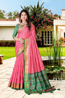 LAVYANSH CREATION Printed Banarasi Silk Blend Saree(Pink)