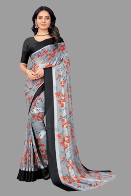 Divastri Printed Bollywood Satin Saree(Grey)