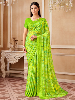 Divastri Printed Daily Wear Chiffon Saree(Light Green)