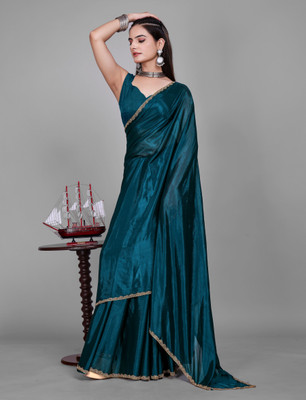HouseOfCommon Self Design Kanjivaram Jimmy choo, Chiffon Saree(Blue)