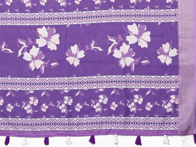 Santro Sarees Digital Print Daily Wear Cotton Linen Saree(Purple)