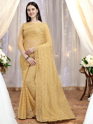 Norraflex Printed Bollywood Brasso Saree(Brown)