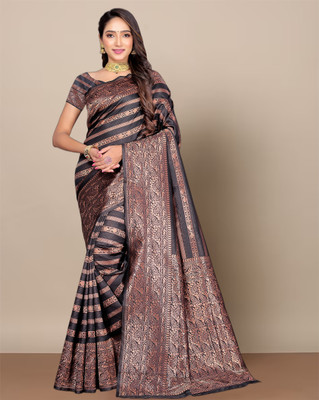 Divastri Woven Banarasi Silk Blend Saree(Black)