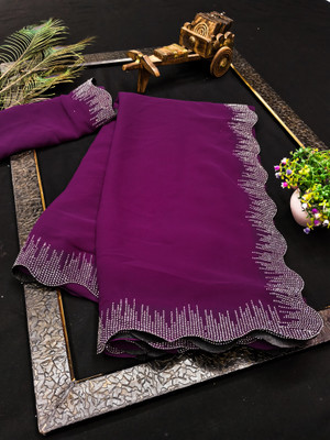Rich Choice Embellished Bollywood Georgette Saree(Purple)
