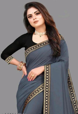 GogdaniFashion Solid/Plain Bollywood Georgette Saree(Pink)