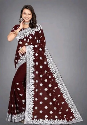 lunexa Printed Bollywood Georgette Saree(Brown)