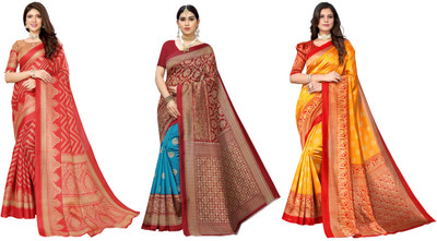 YASHIKA Printed, Woven Bhagalpuri Art Silk Saree(Pack of 3, Multicolor)