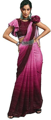 Julee Solid/Plain Bollywood Satin Saree(Magenta)