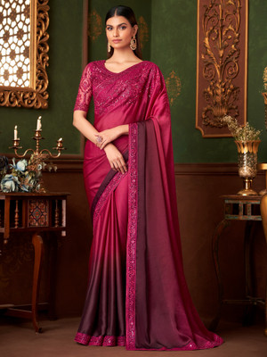 Tasrika Embellished Bollywood Chiffon Saree(Pink)