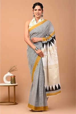 Tetarwal Printed Daily Wear Pure Cotton Saree(Multicolor)