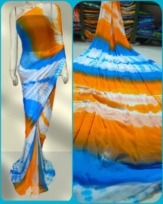 EMMANUEL TRADERS Hand Painted, Self Design Daily Wear Chiffon, Nylon Saree(Black)