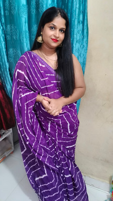 Moda Rapido Striped Bollywood Georgette Saree(Purple)