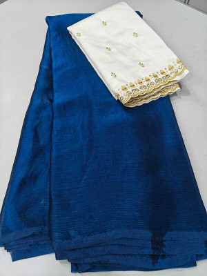 Amavii Embroidered Bollywood Chiffon Saree(Blue)
