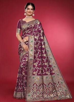 shri vinayak creations Printed Banarasi Art Silk Saree(Maroon)