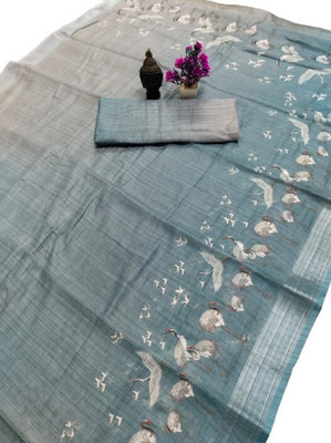 HouseOfCommon Woven Kanjivaram Pure Cotton, Linen Saree(Pack of 2, Grey)